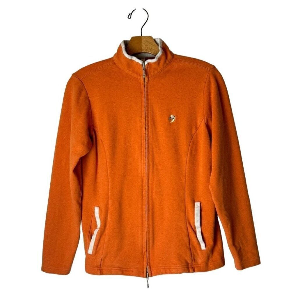 Peter Millar Sweatshirt Women Small Orange‎ Cotton Full Zip Mock Neck Outdoor